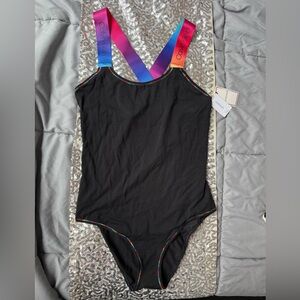 Calvin Klein Black Bodysuit Rainbow Straps
